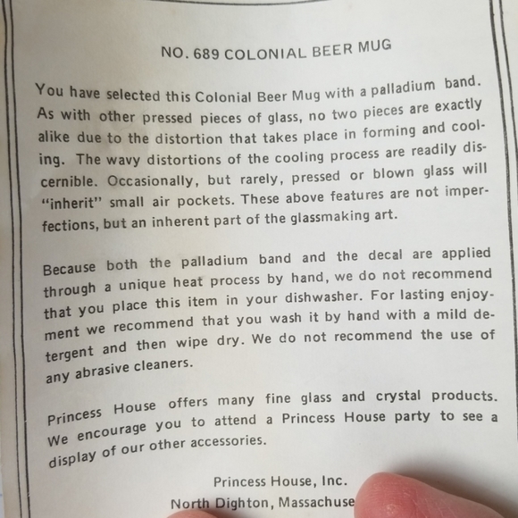 PICK 3!! Vintage Princess House Colonial Beer Mugs - Picture 5 of 9